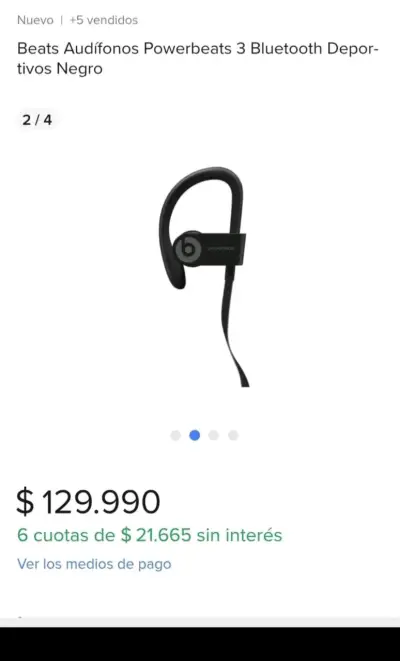 Audífonos Bluetooth Beats Powerbeats 3 Negros - miniatura 5