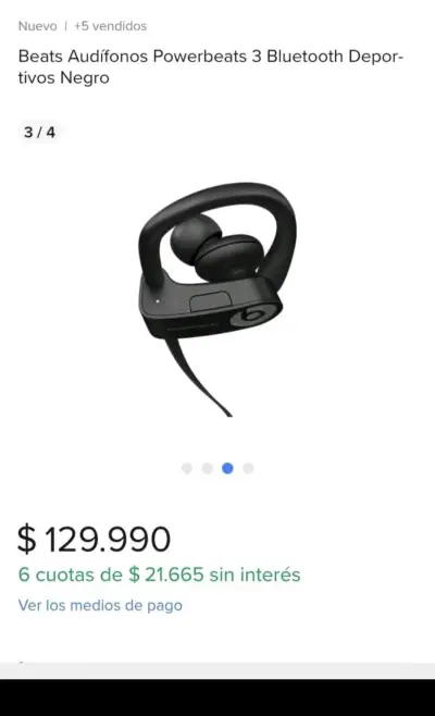 Audífonos Bluetooth Beats Powerbeats 3 Negros - miniatura 6