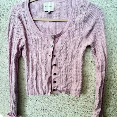 Cardigan de punto lila para mujer Pink Rose - miniatura 1
