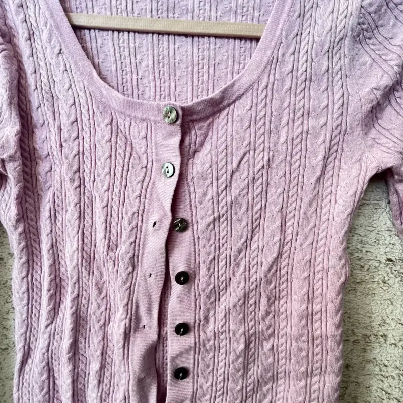 Cardigan de punto lila para mujer Pink Rose - 2