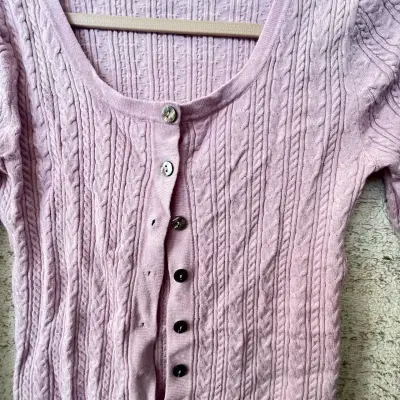 Cardigan de punto lila para mujer Pink Rose - miniatura 2
