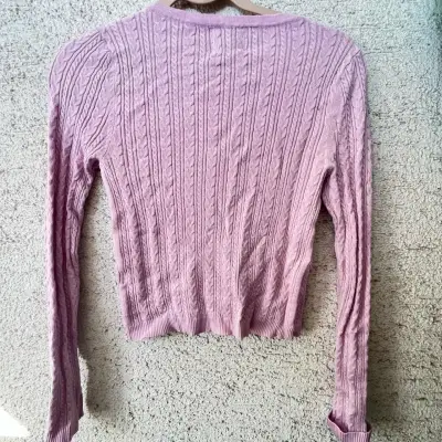 Cardigan de punto lila para mujer Pink Rose - miniatura 3