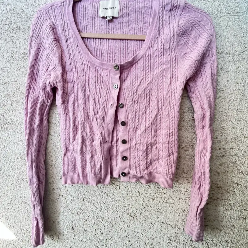 Cardigan de punto lila para mujer Pink Rose - 6