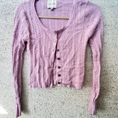 Cardigan de punto lila para mujer Pink Rose - miniatura 6