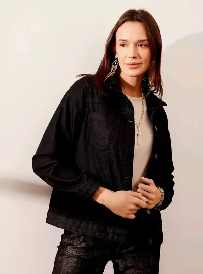 Chaqueta de mezclilla negra Umbrale para mujer - miniatura 4