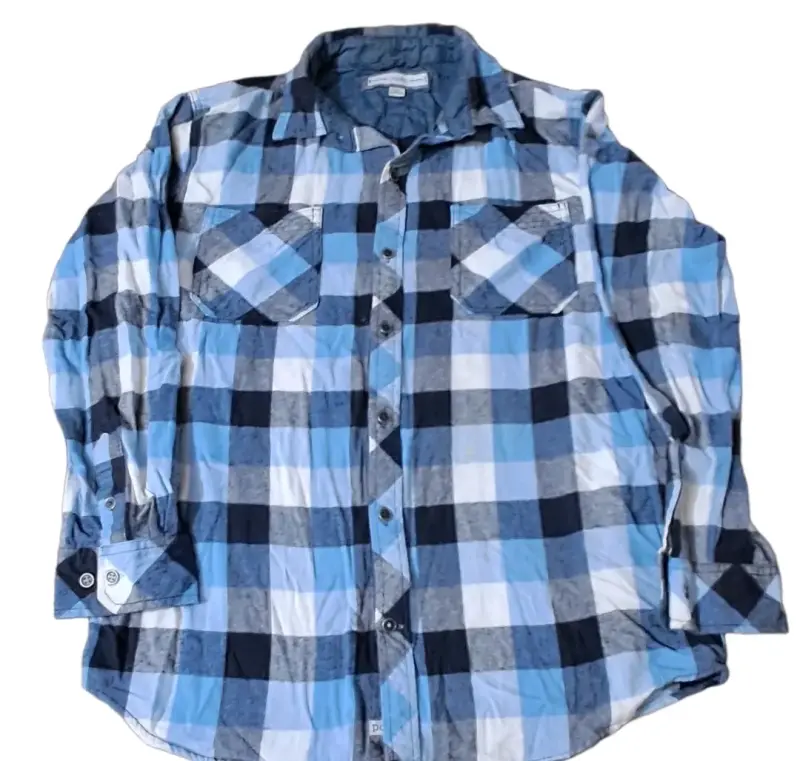 Camisa a cuadros azul y blanca - 1