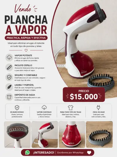 Plancha a vapor Thomas portátil y efectiva - miniatura 1