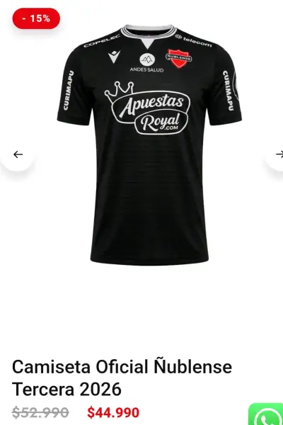 Camiseta Oficial Ñublense Tercera 2026 Negra - miniatura 1