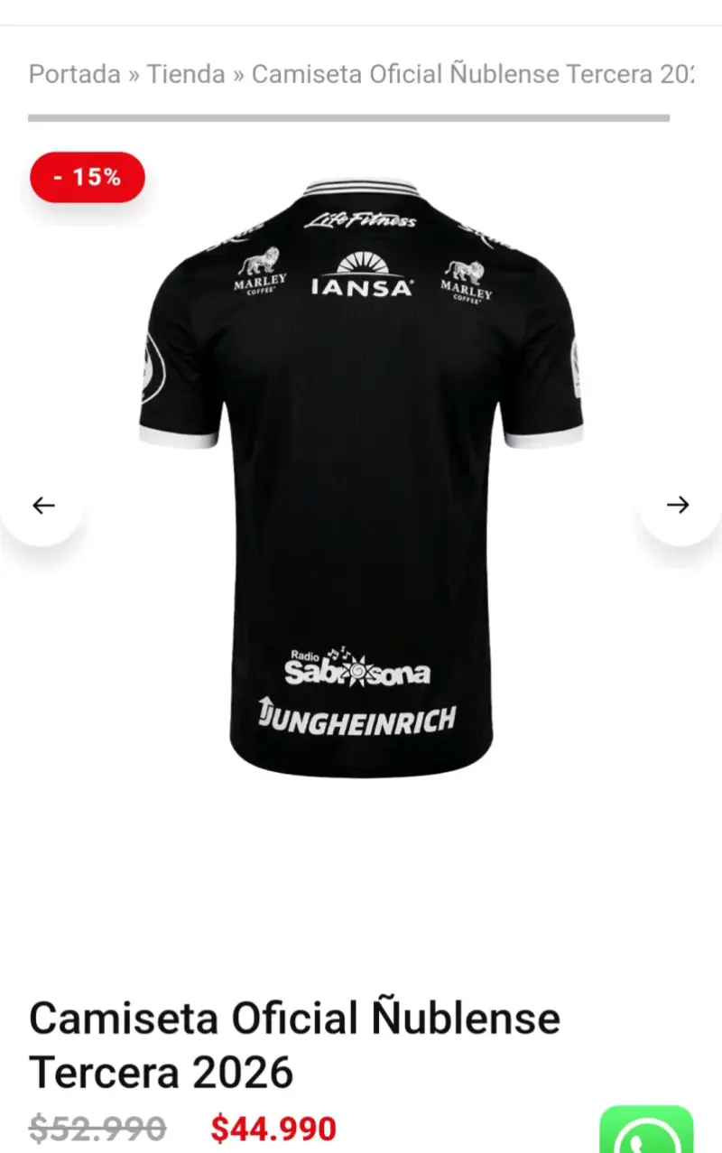 Camiseta Oficial Ñublense Tercera 2026 Negra - 2