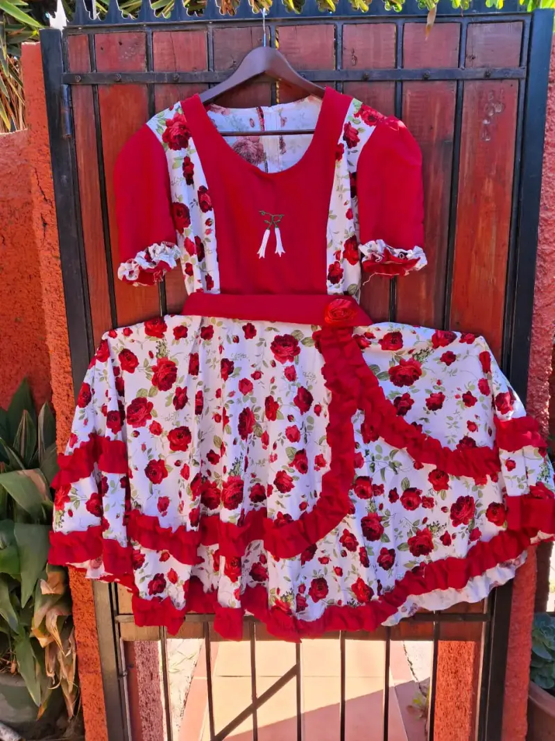Vestido de Huasa Tradicional Chileno Floral - 2