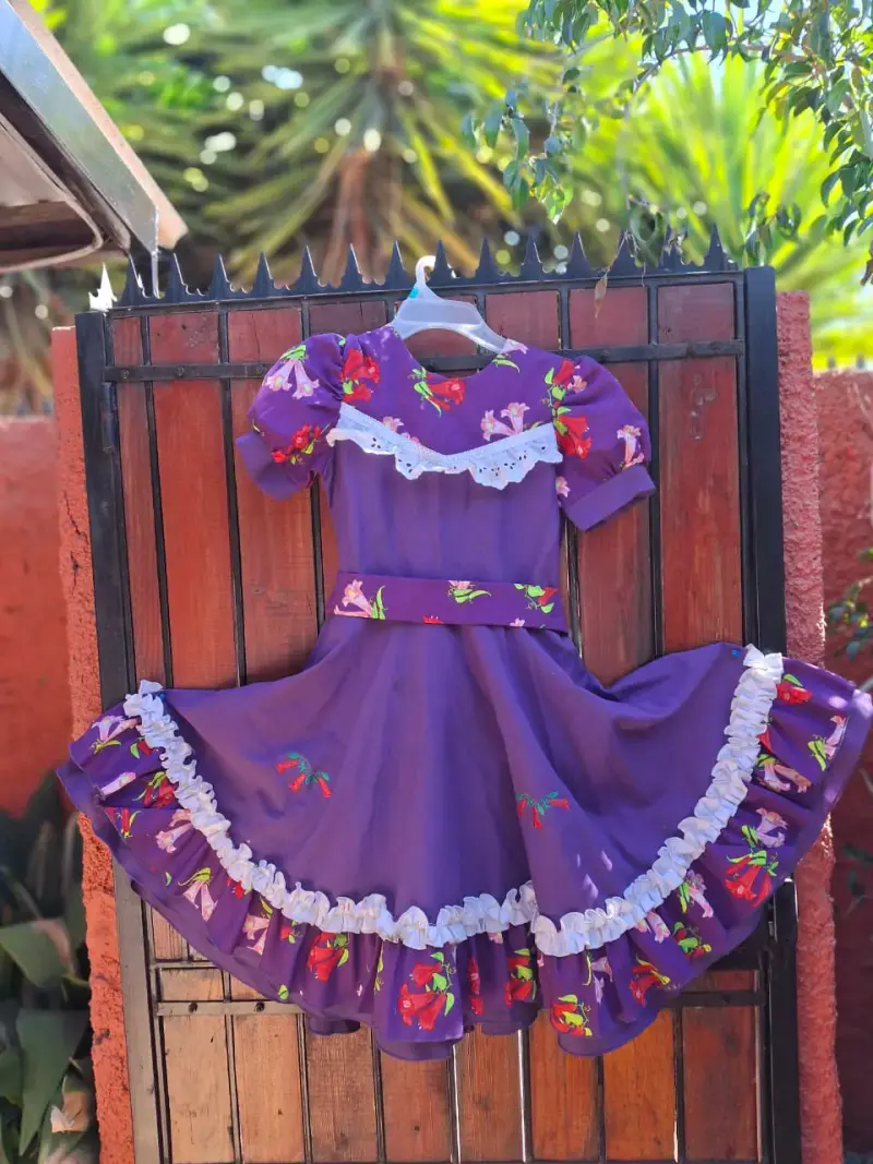 Vestido de Huasa Tradicional Chileno Floral - 4