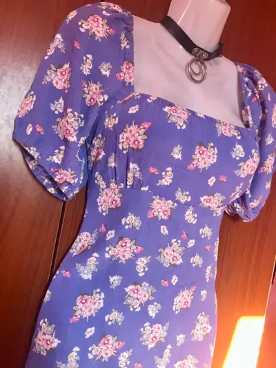 Vestido floral morado mango - miniatura 2