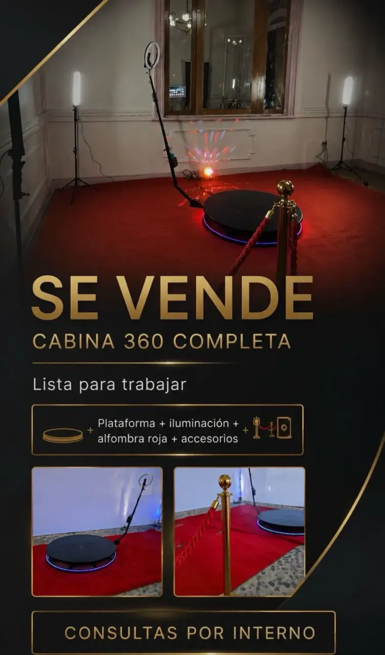 Cabina 360 completa con iluminación y alfombra roja - 1