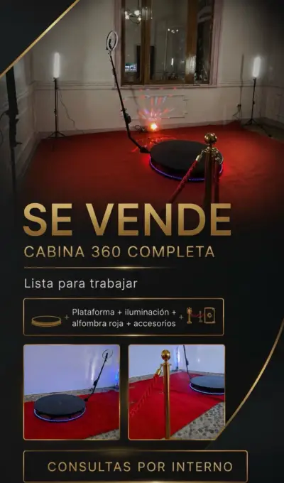 Cabina 360 completa con iluminación y alfombra roja - miniatura 1