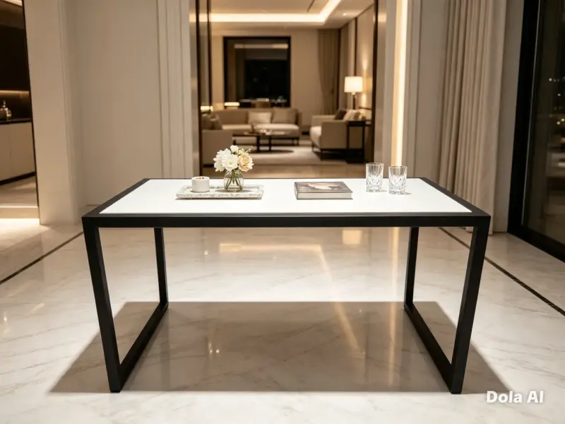 Mesa de centro moderna con estructura metálica - 3