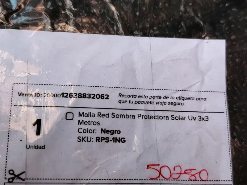 Malla Red Sombra Protectora Solar UV 3x3 Metros Negra - 2