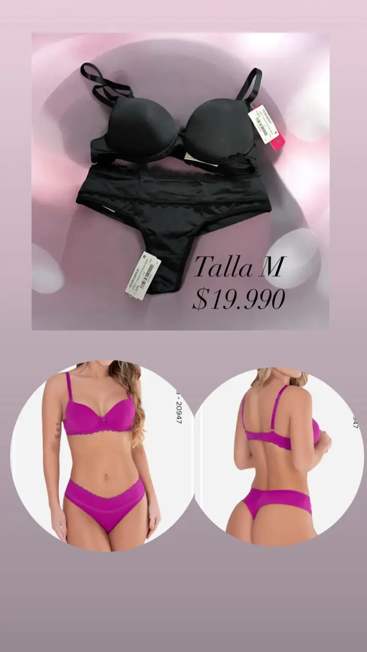 Conjunto de lencería negro talla M