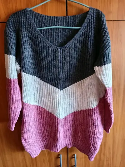 sweater de punto tricolor para mujer - miniatura 1