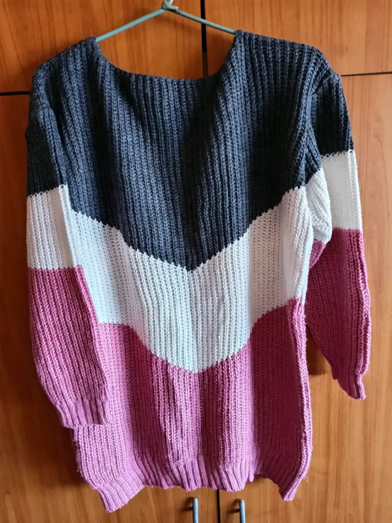sweater de punto tricolor para mujer - 2