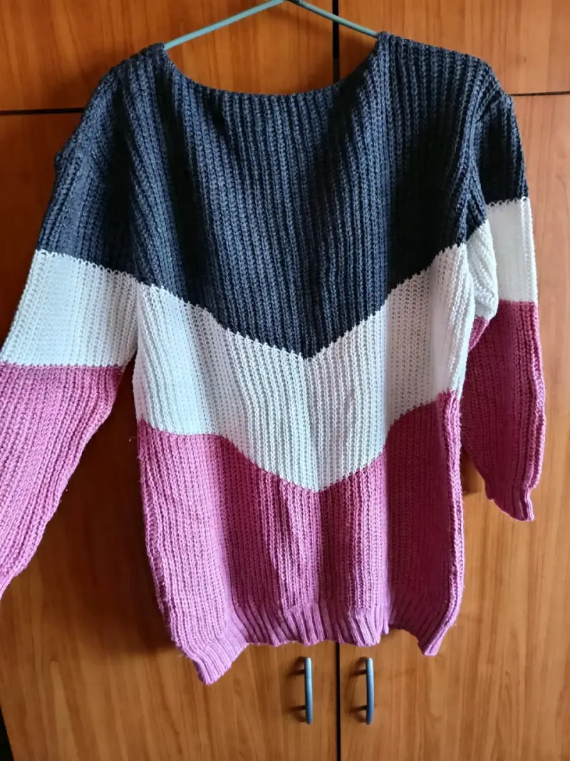 sweater de punto tricolor para mujer - 3
