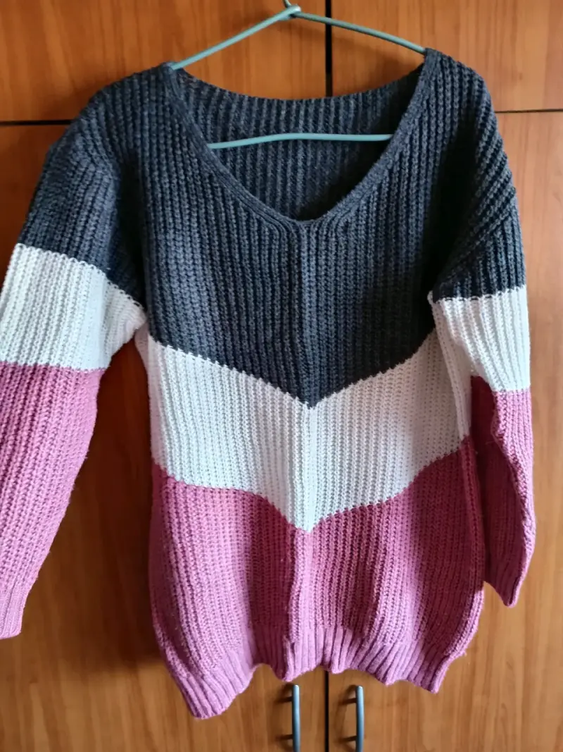 sweater de punto tricolor para mujer - 4