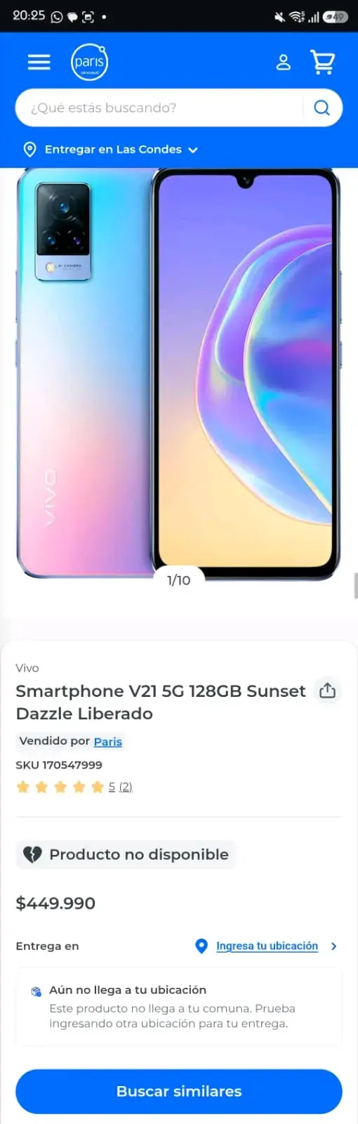 Smartphone Vivo V21 5G 128GB Sunset Dazzle