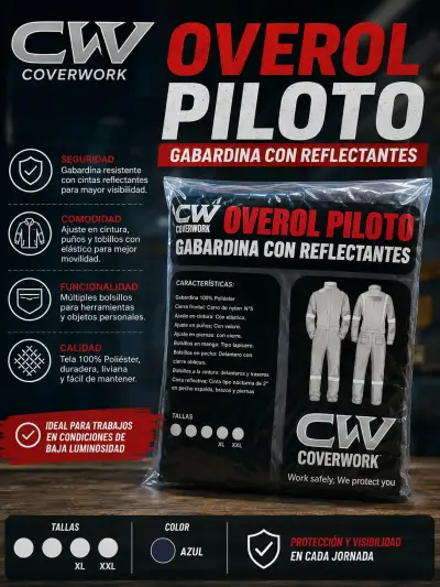 Overol piloto con reflectantes azul Coverwork - miniatura 3