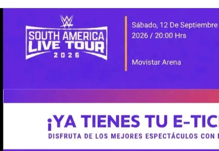 Entradas WWE South America Live Tour 2026 Santiago - 2