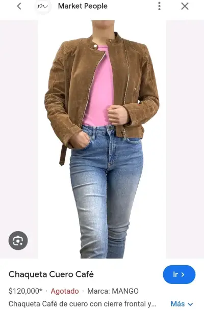Chaqueta de cuero café Mango - miniatura 1