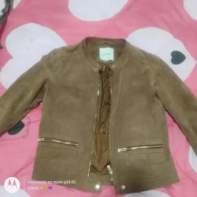 Chaqueta de cuero café Mango - miniatura 3