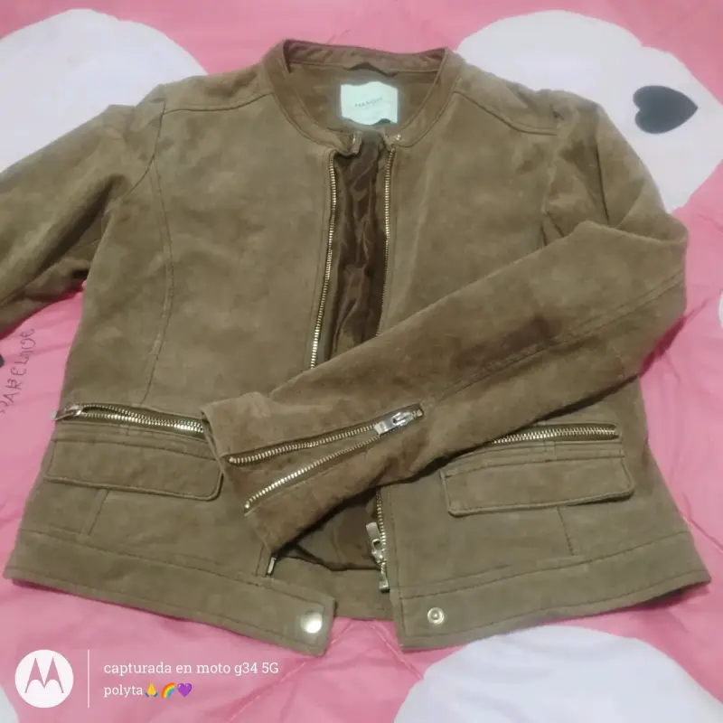 Chaqueta de cuero café Mango - 4