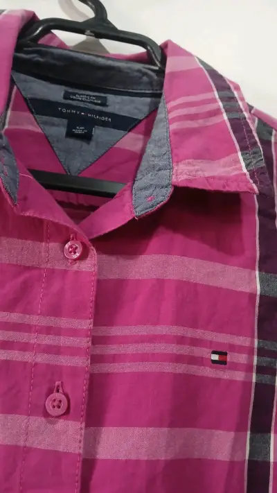 Camisa a cuadros Tommy Hilfiger rosa - miniatura 1