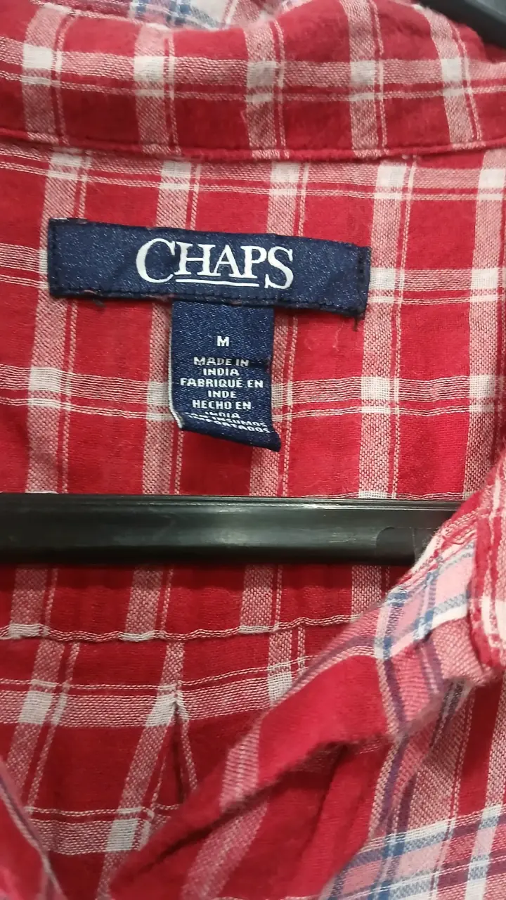 Camisa a cuadros roja Chaps para hombre - 3