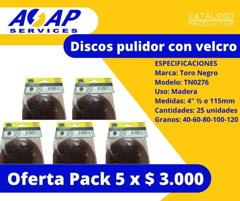 Pack 25 Discos Lija Velcro 4.5" Toro Negro - 1
