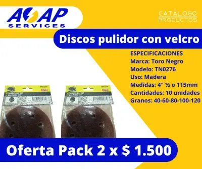 Pack 10 Discos Lija Velcro 4.5" Toro Negro - miniatura 1