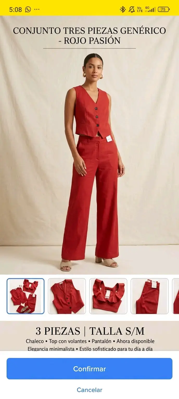 Conjunto de tres piezas rojo pasión para mujer - 1