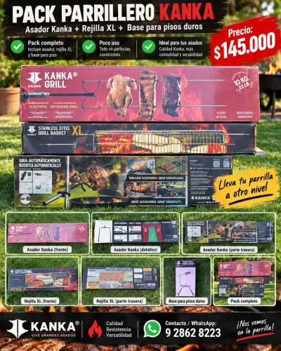 Pack Parrillero Kanka Asador  Rejilla y  Base Piso - miniatura 1