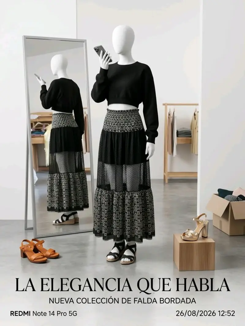 Falda bordada elegante colección nueva