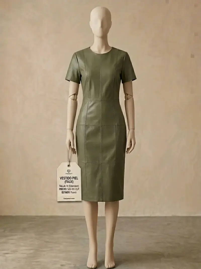 Vestido de piel sintética verde talla M