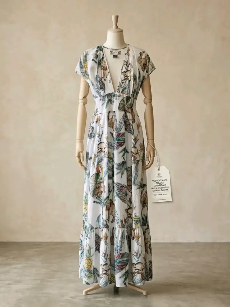 Vestido maxi estampado tropical para mujer