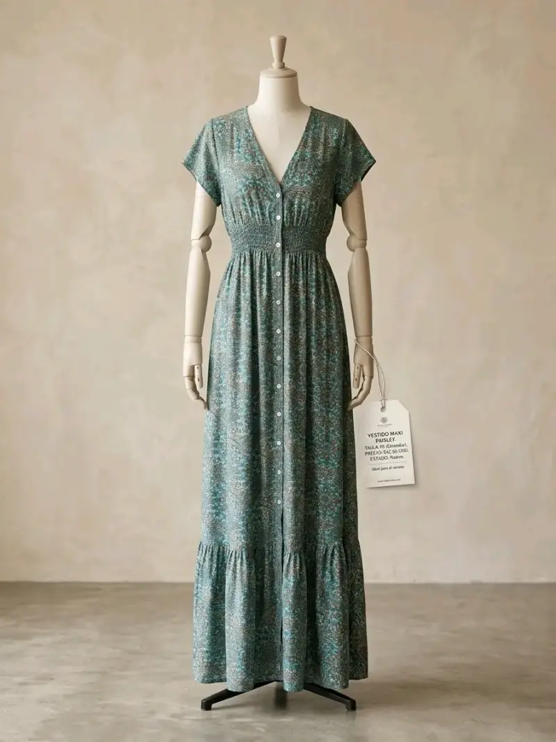 Vestido maxi floral verde talla S