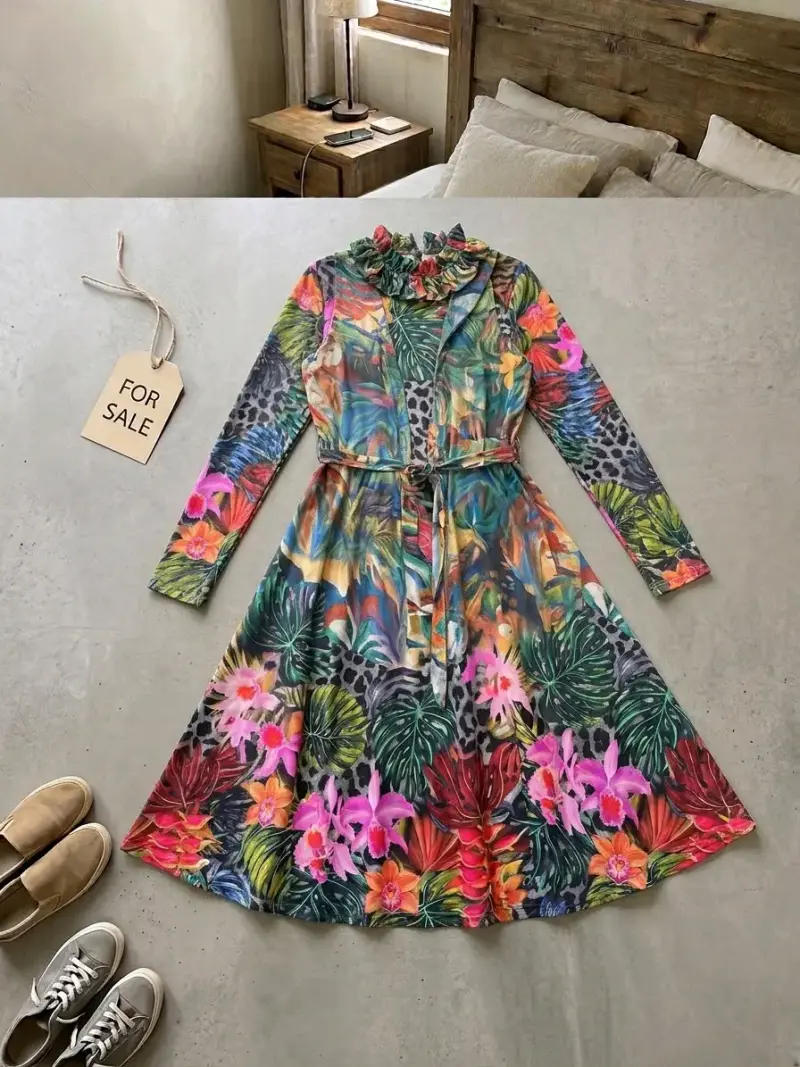 Vestido largo estampado floral multicolor