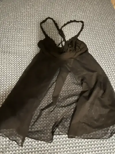 Babydoll negro transparente con tirantes ajustables - miniatura 1