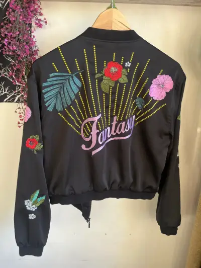Chaqueta Guess negra con bordados florales S - miniatura 3
