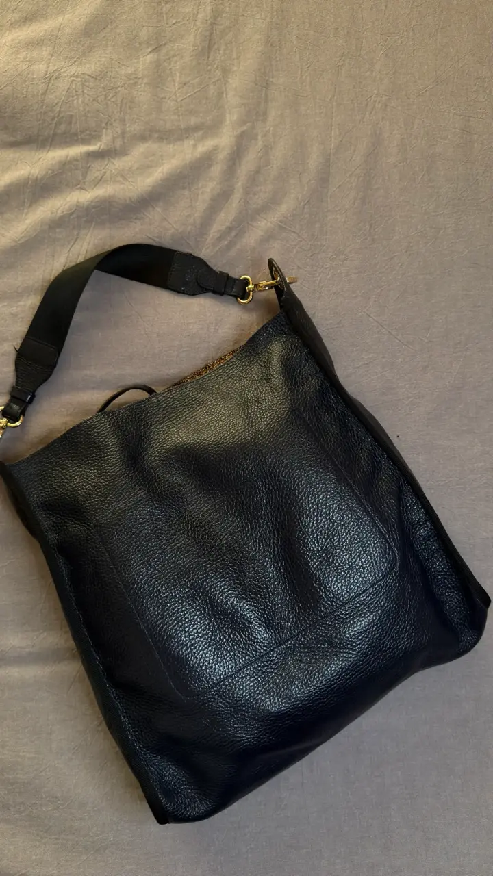 Bolso de cuero azul marino con 2 asa ajustable - 4