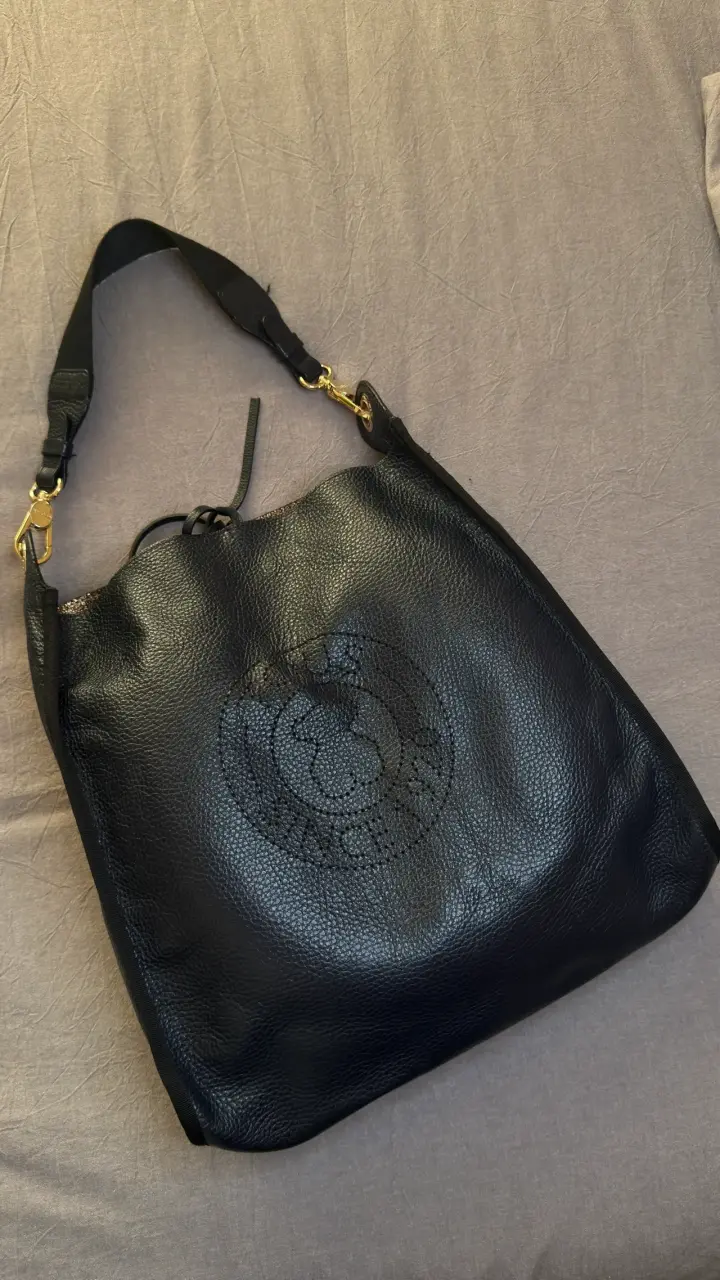 Bolso de cuero azul marino con 2 asa ajustable - 5