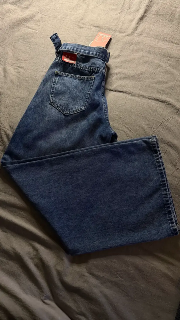 Jeans anchos de mezclilla azul - 2