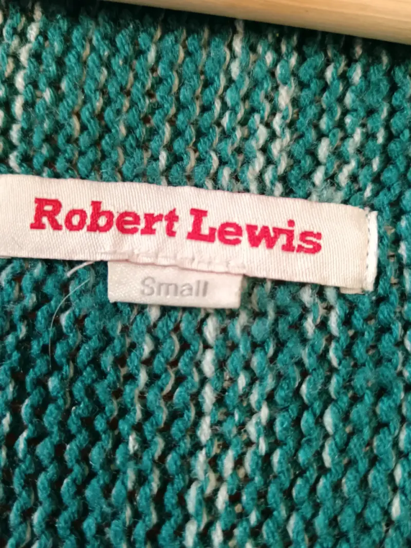Chal de punto verde con flecos Robert Lewis - 3