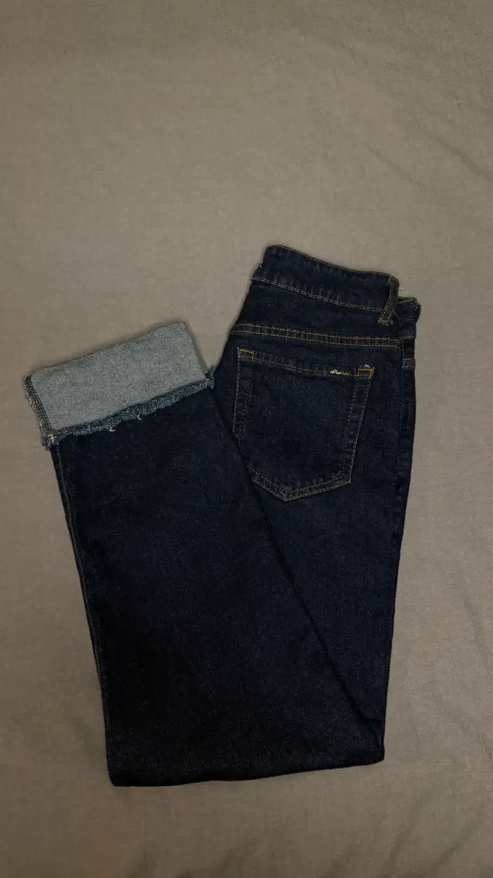 Jeans azul oscuro para mujer con dobladillo - 3