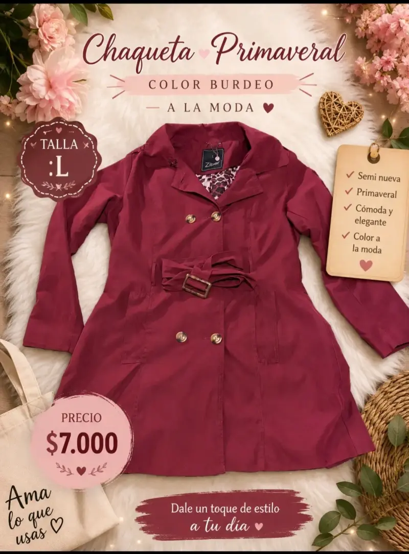 Chaqueta Primaveral Burdeo Talla L